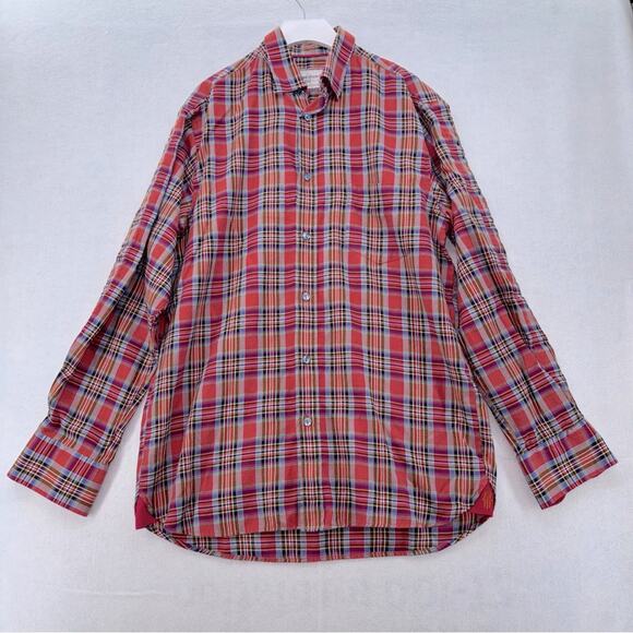 Luchiano Visconti Men’s Plaid Cotton Shirt with Contrasting Color Cuffs size Med - Picture 1 of 8